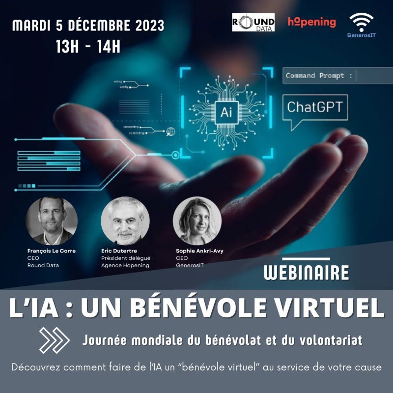 Journée Mondiale  du bénévolat et du volontariat WEBINAIRE : L'IA, un bénévole virtuel