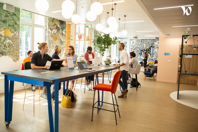 "One of those moments we love: when teams get together in the lively coworking" - Wojo