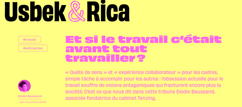 Et si le travail c'était avant tout travailler ? - Tenzing Conseil