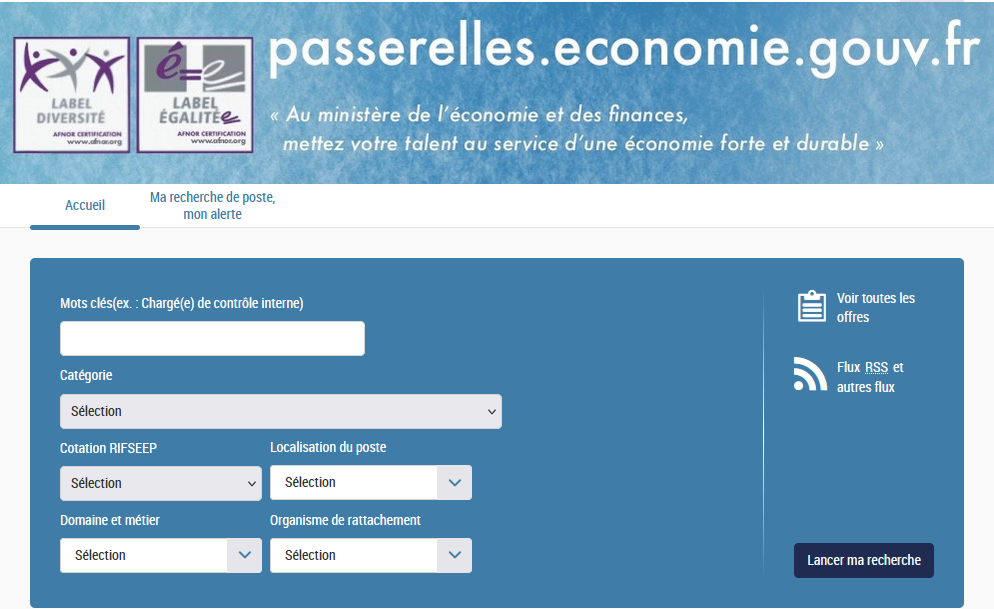 Bienvenue sur le site des offres d'emploi des ministères économiques et financiers 